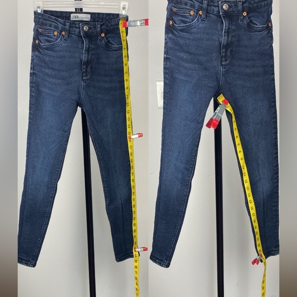 2/$25 Dark wash mid rise skinny tapered leg ankle denim cropped jeans size 4 - Picture 9 of 10